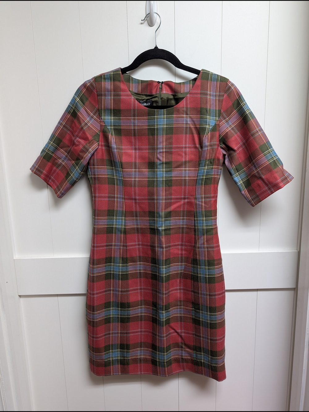 Scotland Shop Red and Green Tartan Sheath Pencil Dress, XS